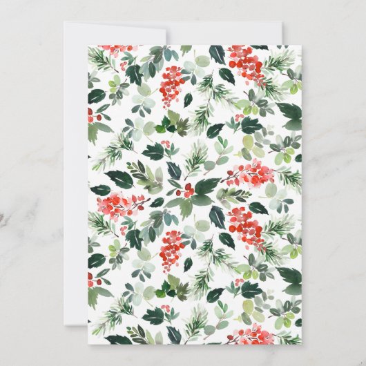 Waterverf Pine Tree-kerstfeestdag Brunch Kaart (Achterkant)