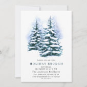 Waterverf Pine Tree-kerstfeestdag Brunch Kaart (Voorkant)