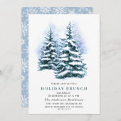 Waterverf Pine Tree-kerstfeestdag Brunch Kaart (Voorkant / Achterkant)