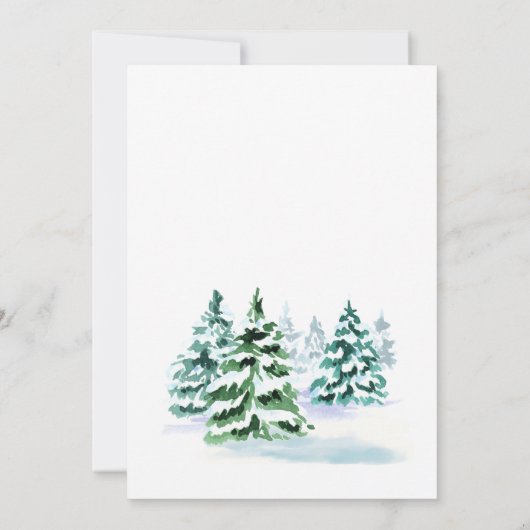 Waterverf Pine Tree-kerstfeestdag Brunch Kaart (Achterkant)