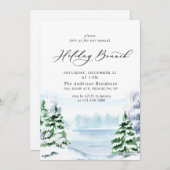 Waterverf Pine Tree-kerstfeestdag Brunch Kaart (Voorkant / Achterkant)