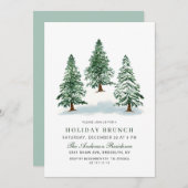 Waterverf Pine Tree-kerstfeestdag Brunch Kaart (Voorkant / Achterkant)