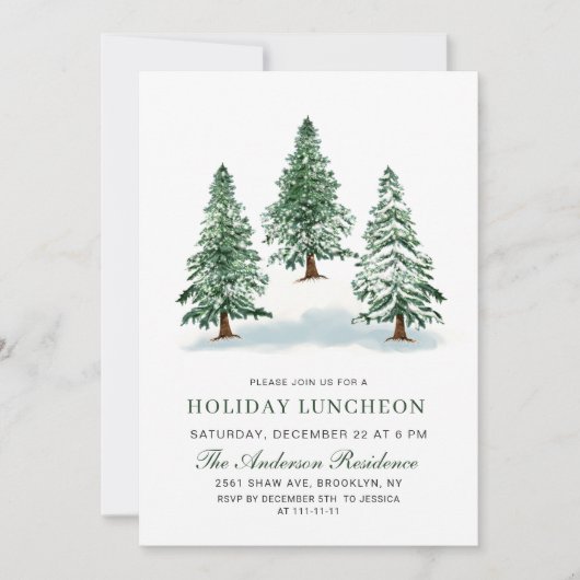 Waterverf Pine Tree-kerstfeestdag Kaart (Voorkant)
