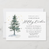 Waterverf Pine Tree-kerstfeestdag Kaart (Voorkant)
