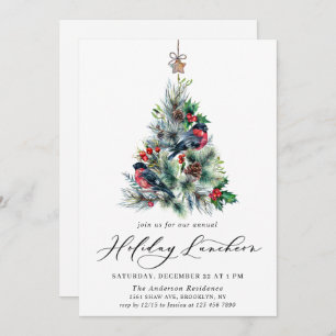 Waterverf Pine Tree-kerstfeestdag Kaart