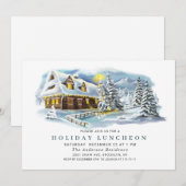 Waterverf Pine Tree-kerstfeestdag LUNCHEON Kaart (Voorkant / Achterkant)