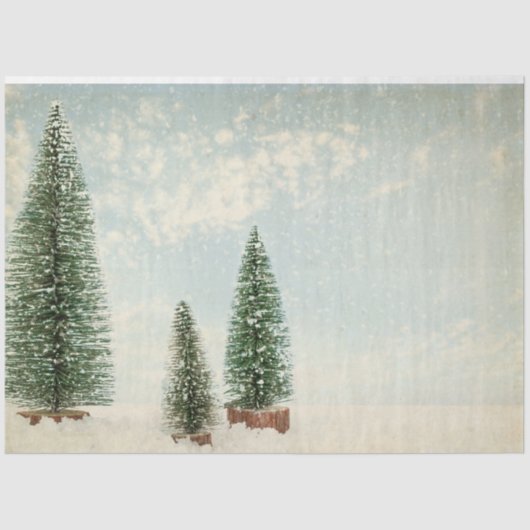  Waterverf Pine Tree Kerstmis Tissuepapier (Voorkant)