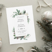 Waterverf Pine Tree Lijst Rustieke Winter Wedding Kaart