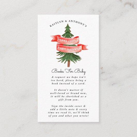 Waterverf Pine Tree Merry Little Baby shower Book Informatiekaartje