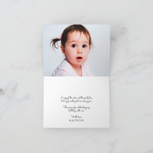 Waterverf Pine Tree Merry Little Birthday Foto Bedankkaart (Binnen)