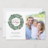 Waterverf Pine Tree met kerstfoto Feestdagenkaart (Voorkant)