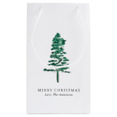 Waterverf Pine Tree Modern Christmas Klein Cadeauzakje (Achterkant)
