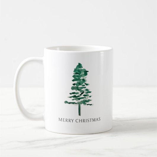 Waterverf Pine Tree Modern Christmas Koffiemok (Links)