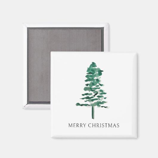 Waterverf Pine Tree Modern Christmas Magneet (Voorkant / Achterkant)
