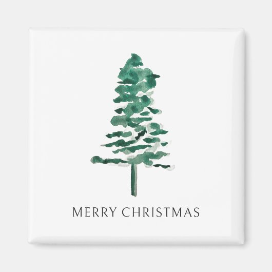 Waterverf Pine Tree Modern Christmas Magneet (Voorkant)