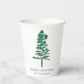 Waterverf Pine Tree Modern Christmas Papieren Bekers (Achterkant)