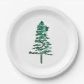 Waterverf Pine Tree Modern Christmas Papieren Bordje (Voorkant)
