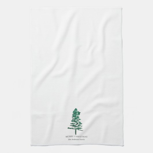 Waterverf Pine Tree Modern Christmas Theedoek (Verticaal)