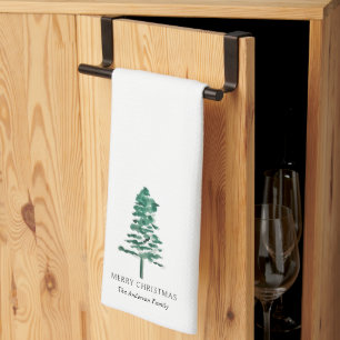 Waterverf Pine Tree Modern Christmas Theedoek