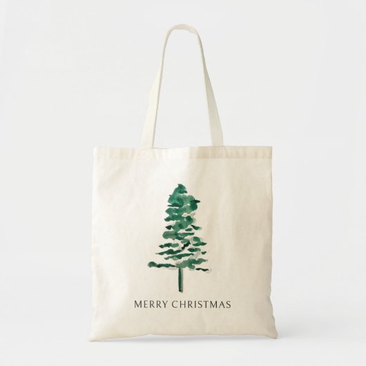 Waterverf Pine Tree Modern Christmas Tote Bag (Voorkant)