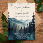 Waterverf Pine Tree Mountain Calligraphy Wedding Kaart