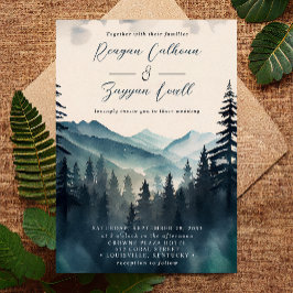 Waterverf Pine Tree Mountain Calligraphy Wedding Kaart