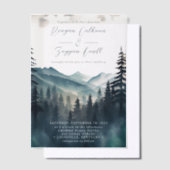 Waterverf Pine Tree Mountain Calligraphy Wedding Vellum Uitnodigingen (Offset)