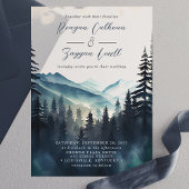 Waterverf Pine Tree Mountain Calligraphy Wedding Vellum Uitnodigingen