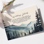 Waterverf Pine Tree Mountain Trouwgegevens Informatiekaartje