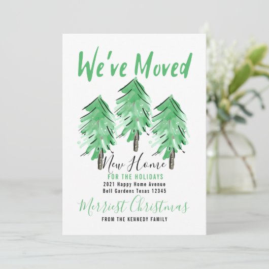 Waterverf Pine Tree Nieuw startpunt voor de Feestd Aankondiging (Staand voorkant)