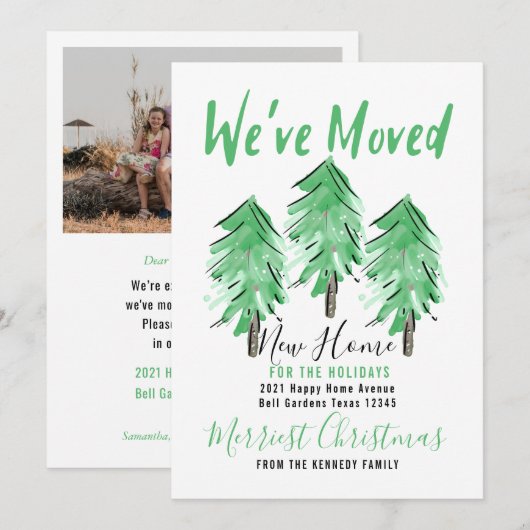 Waterverf Pine Tree Nieuw startpunt voor de Feestd Aankondiging (Voorkant / Achterkant)