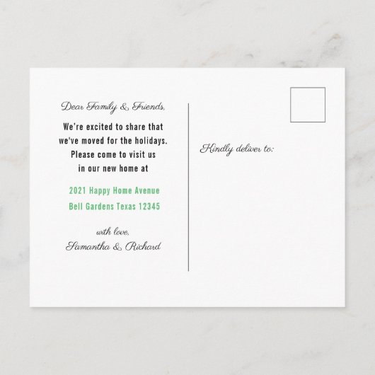 Waterverf Pine Tree Nieuw startpunt voor de Feestd Aankondigingskaart (Achterkant)