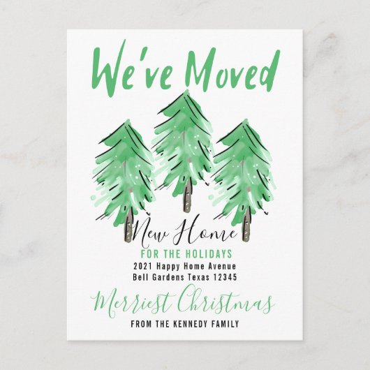 Waterverf Pine Tree Nieuw startpunt voor de Feestd Aankondigingskaart (Voorkant)