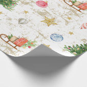  Waterverf Pine Tree Notenkraker Kerst Cadeaupapier (Hoek)