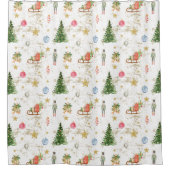  Waterverf Pine Tree Notenkraker Kerst Douchegordijn (Voorkant)