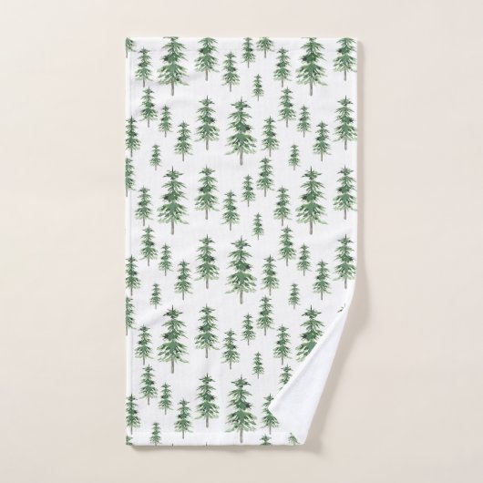 Waterverf Pine Tree Patroon Bad Handdoek (Handdoek)