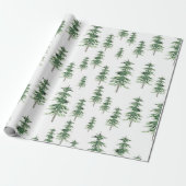 Waterverf Pine Tree Patroon Cadeaupapier (Uitgerold)