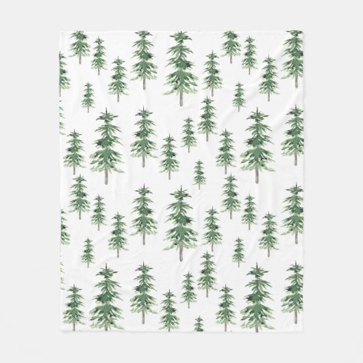 Waterverf Pine Tree Patroon Fleece Deken (Voorkant)