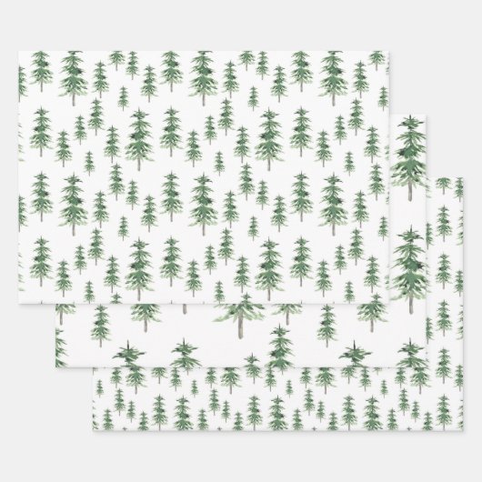 Waterverf Pine Tree Patroon Inpakpapier Vel (Set)