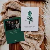 Waterverf Pine Tree Photo Business Christmas Feestdagenkaart