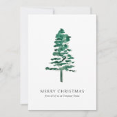 Waterverf Pine Tree Photo Business Christmas Feestdagenkaart (Voorkant)
