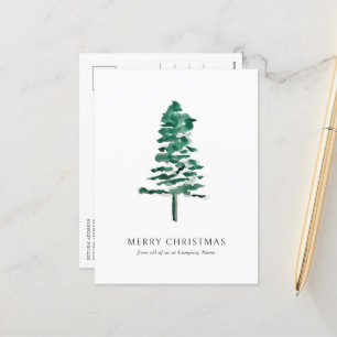 Waterverf Pine Tree Photo Business Christmas Feestdagenkaart