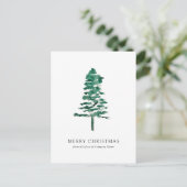 Waterverf Pine Tree Photo Business Christmas Feestdagenkaart (Staand voorkant)