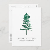 Waterverf Pine Tree Photo Business Christmas Feestdagenkaart (Voorkant / Achterkant)