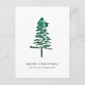 Waterverf Pine Tree Photo Business Christmas Feestdagenkaart (Voorkant)
