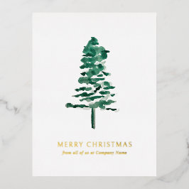 Waterverf Pine Tree Photo Business Christmas Folie Feestdagen Briefkaart