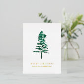 Waterverf Pine Tree Photo Business Christmas Folie Feestdagen Briefkaart (Staand Voorkant)