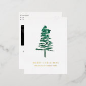 Waterverf Pine Tree Photo Business Christmas Folie Feestdagen Briefkaart (Voorkant / Achterkant)