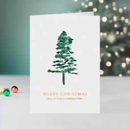 Waterverf Pine Tree Photo Business Christmas Folie Feestdagenkaart