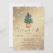 Waterverf Pine Tree, Pine Cones kerstparty Kaart (Voorkant)